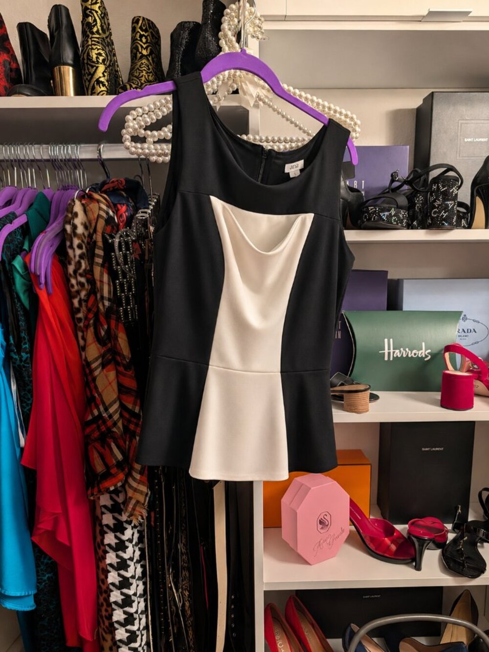 Cache Color Block Peplum Top and Skirt Outfit